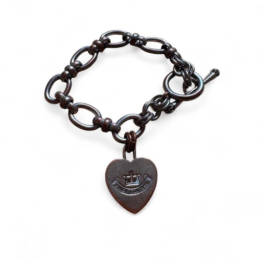 Vintage Juicy Couture Silver Tone Heart Charm Bracelet